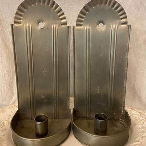 Primitive Tin Wall Sconces Pair